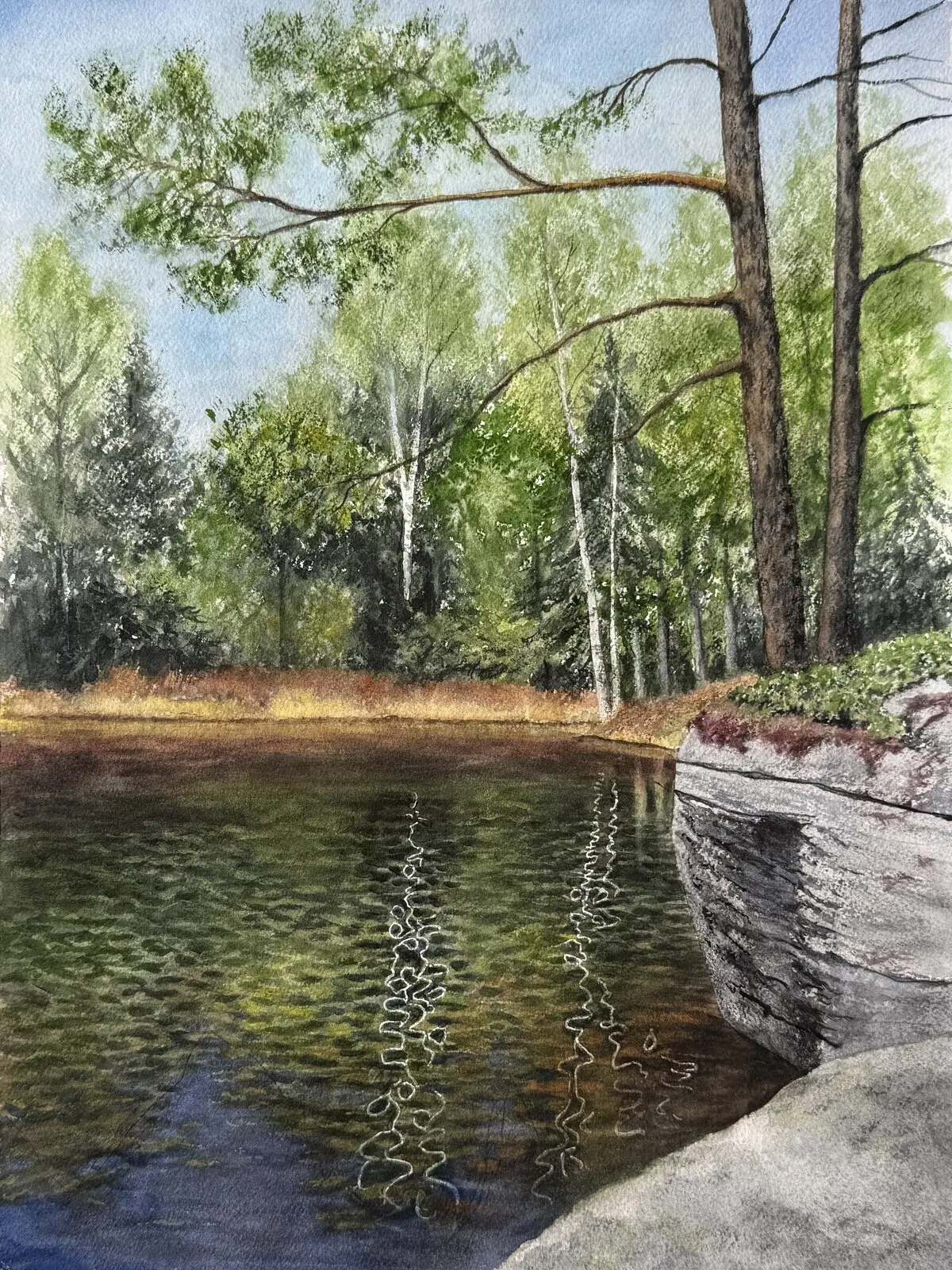 Akvarell Krusningar på ytan av Jeanette Malmberg