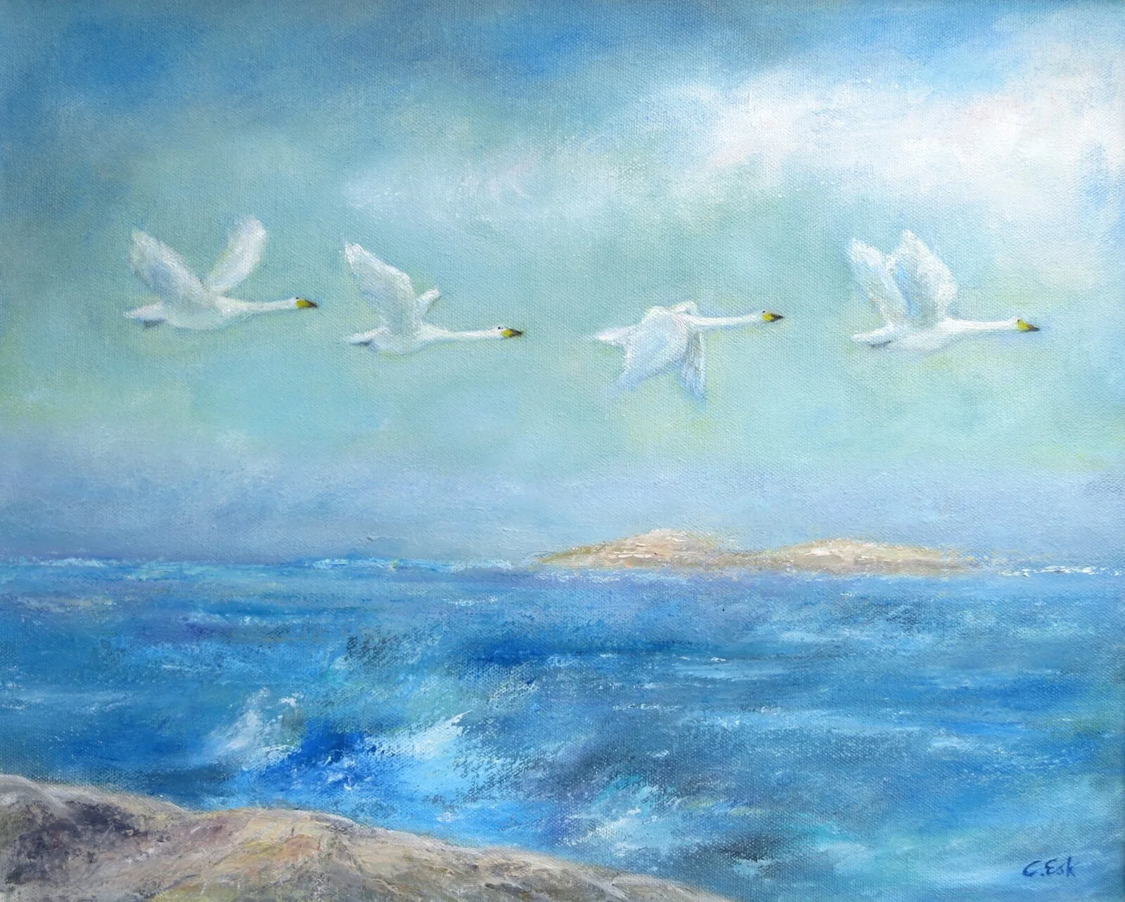 Fyra sångsvanar av Carina Esk