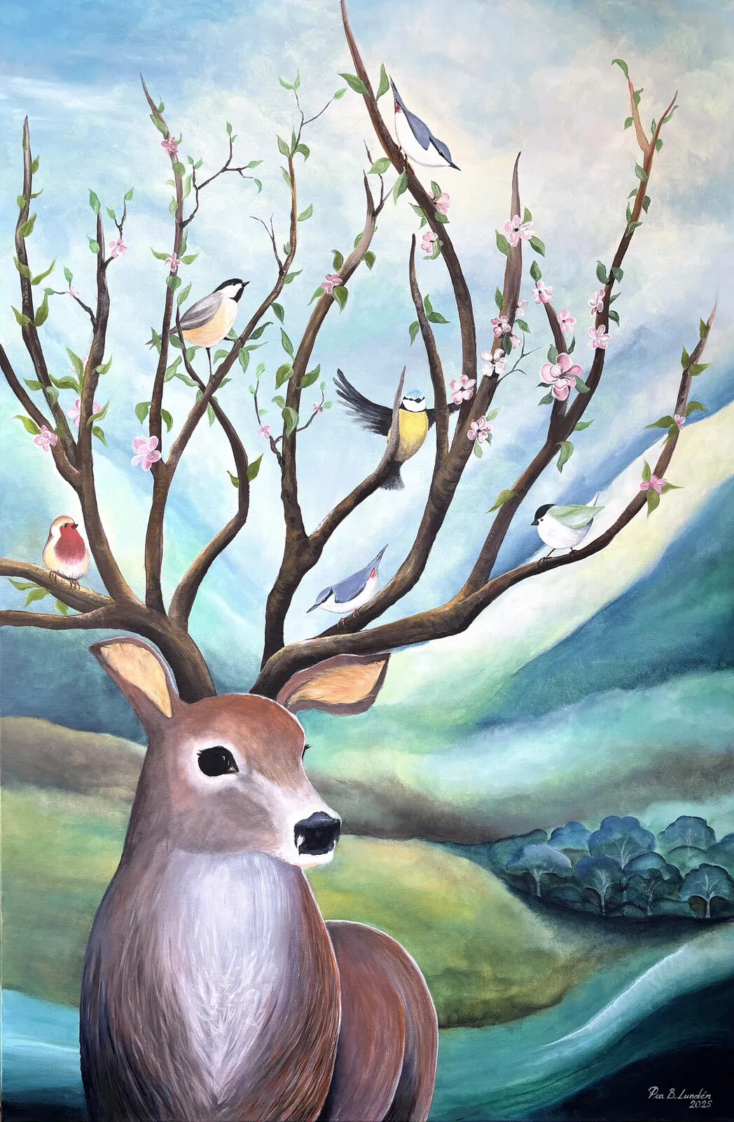 Akrylmålning Kronan på verket (The Crown) av Pia Bergvall Lundén