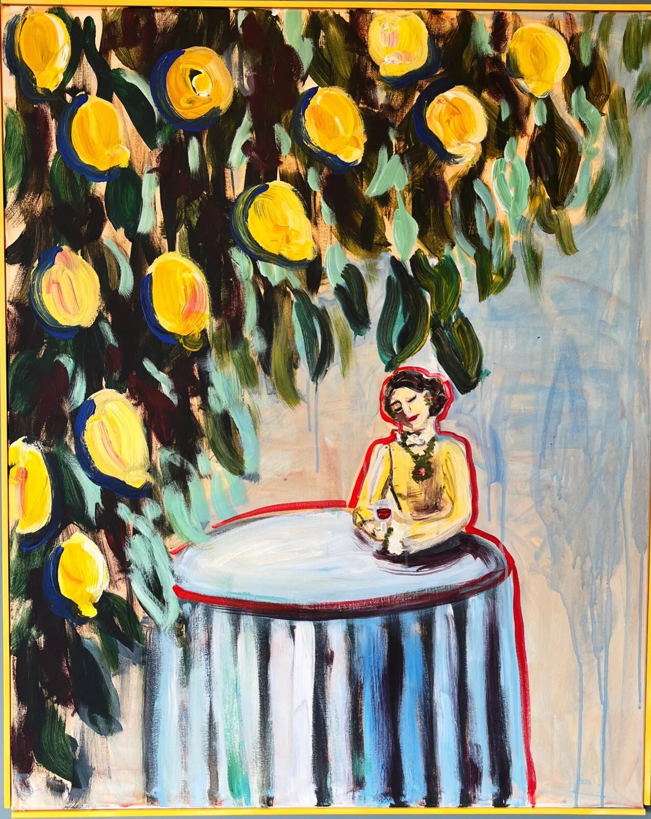 Akrylmålning Njuter en stund av Elisa Pålsson