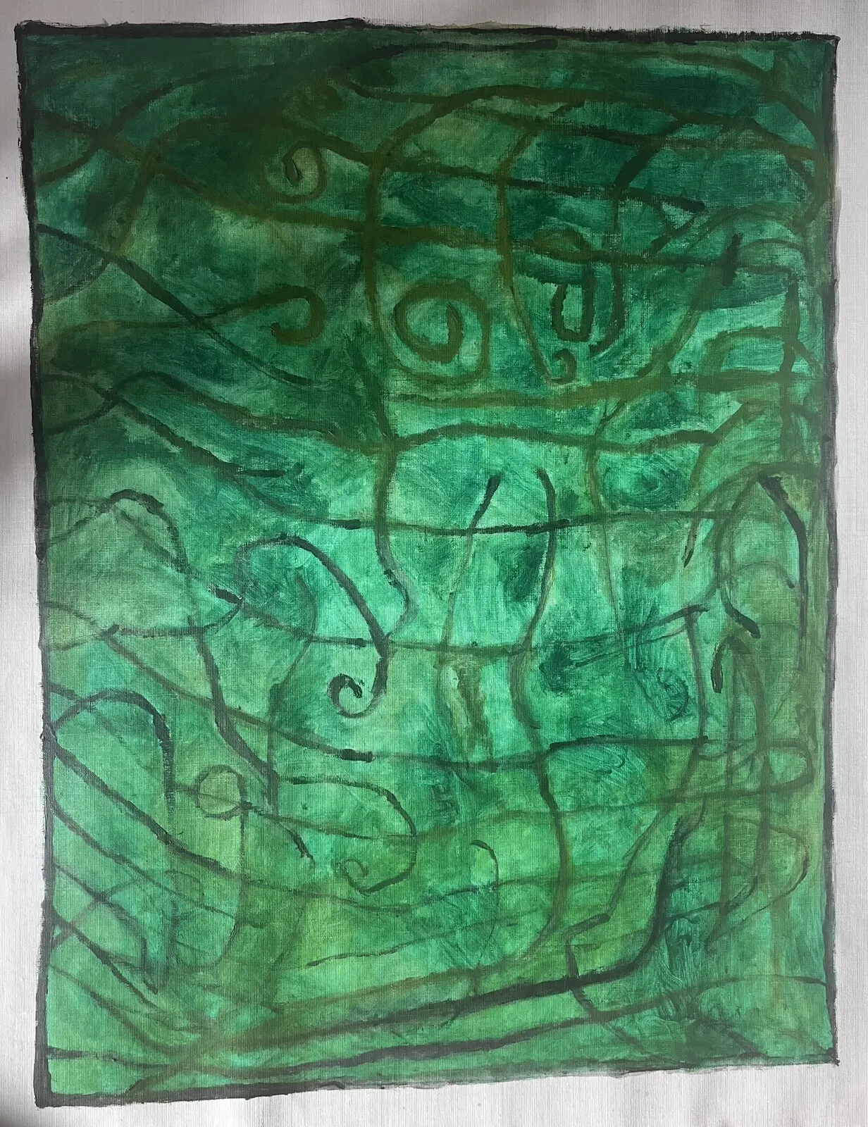 Akrylmålning Cirkelmotiv med grön bakgrund av Henrik Bosten