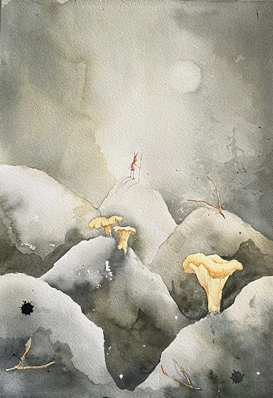 Akvarell Jakten på skogens guld av Mia Uhlander