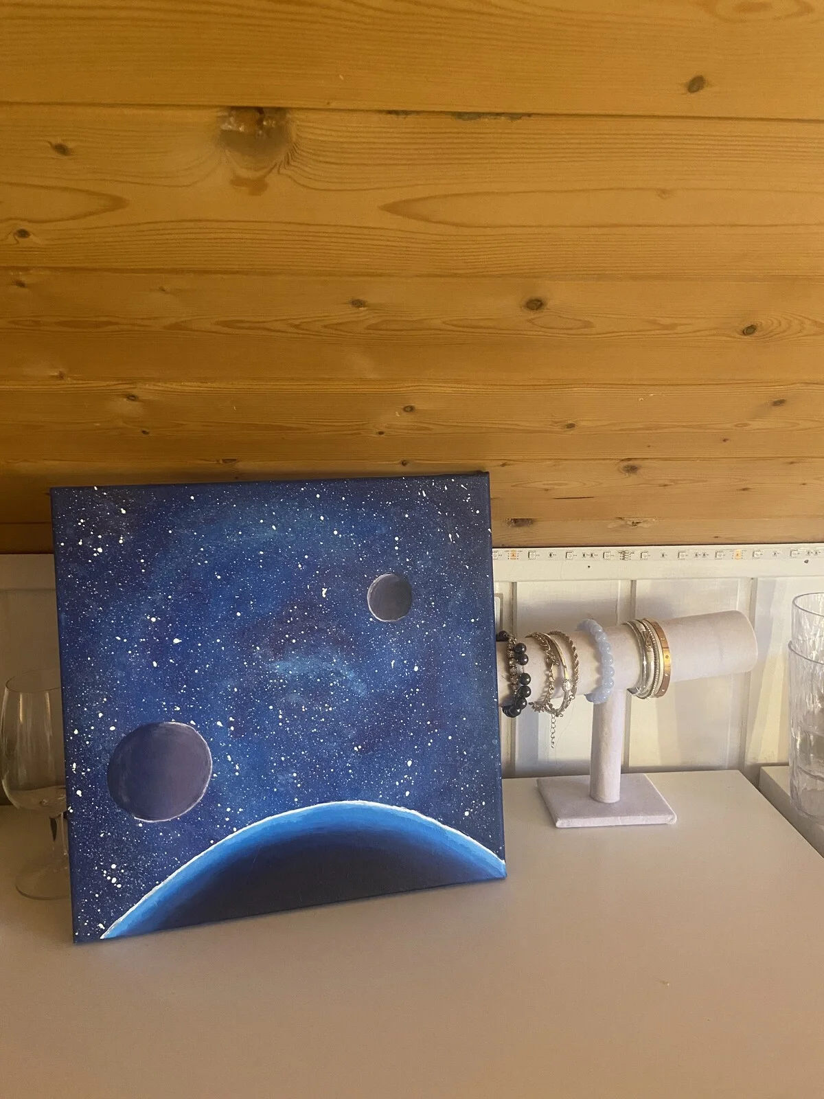 Akrylmålning Rymden och Planeter av Sofie Henebratt