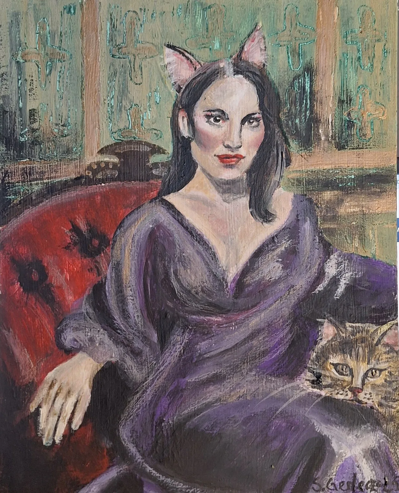 Akrylmålning Catwoman av Susanne Gerlecz