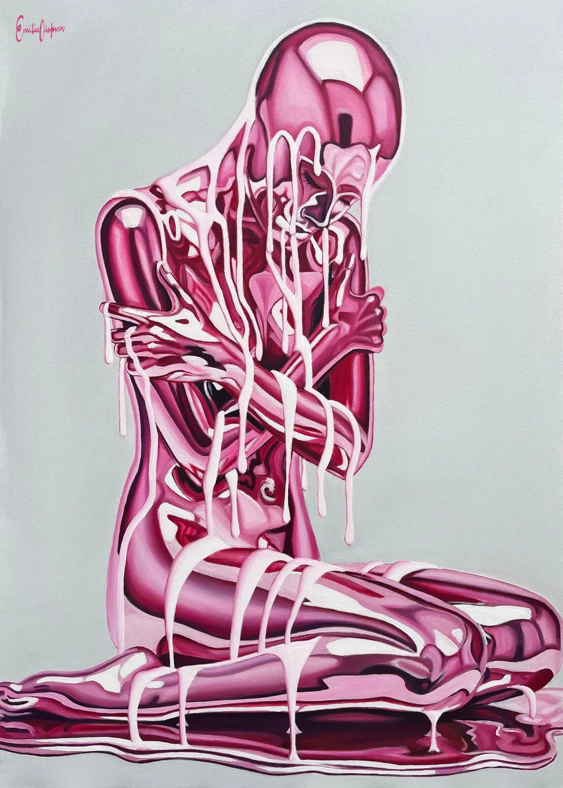 Oljemålning Pink Melancholy av Emilia Olofsson