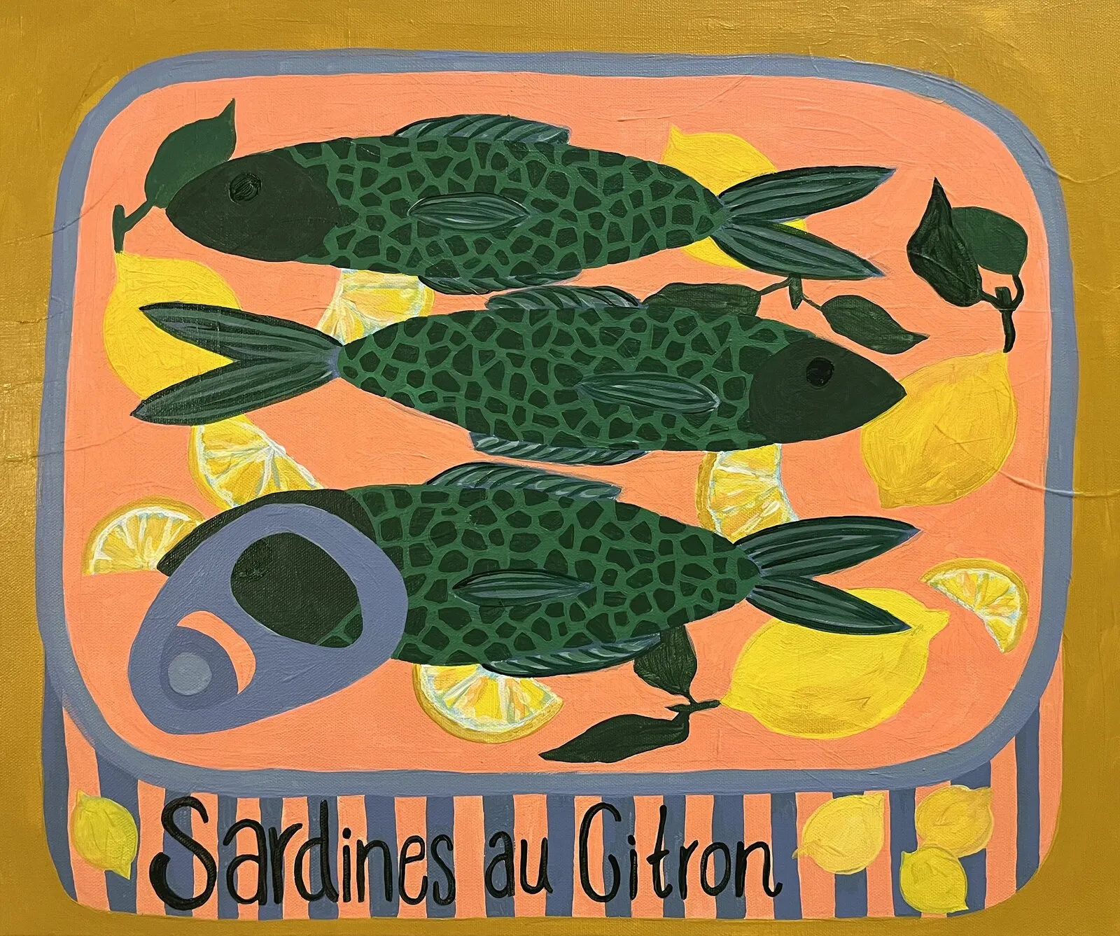 Akrylmålning Sardines av Astrid Lind
