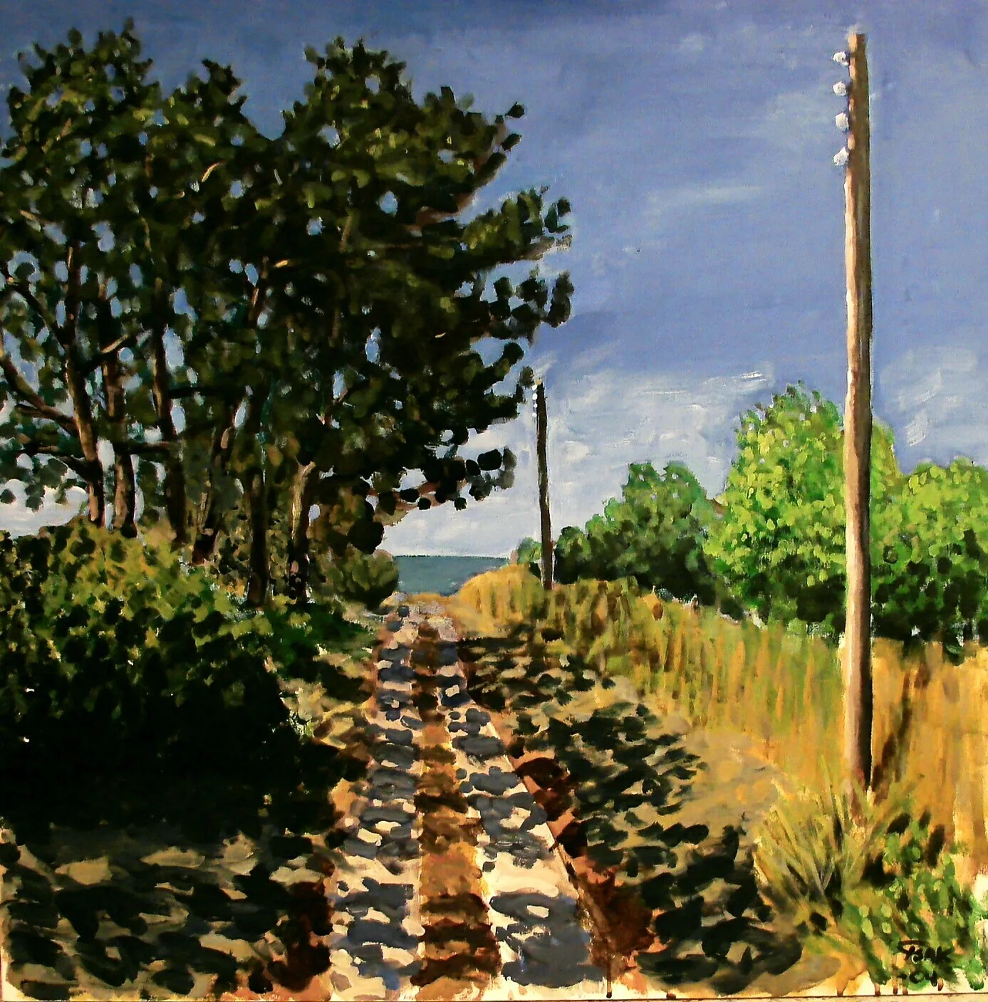 Akrylmålning Vägen ner till stranden av Isak Martinsson