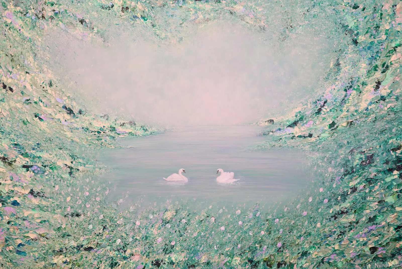 Akrylmålning Dreamy Lake av Nathalie Palmaer