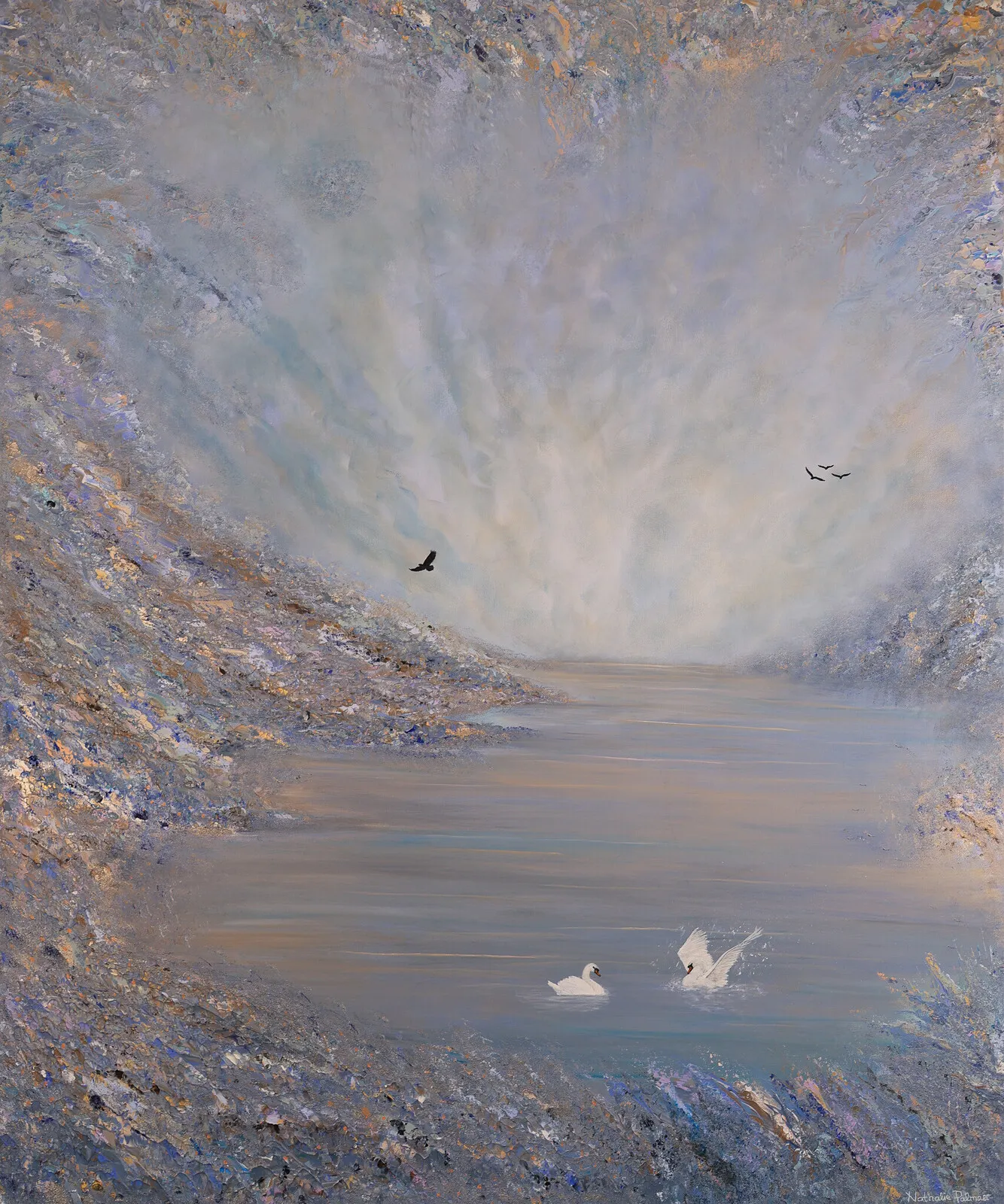 Akrylmålning Into the Blue av Nathalie Palmaer