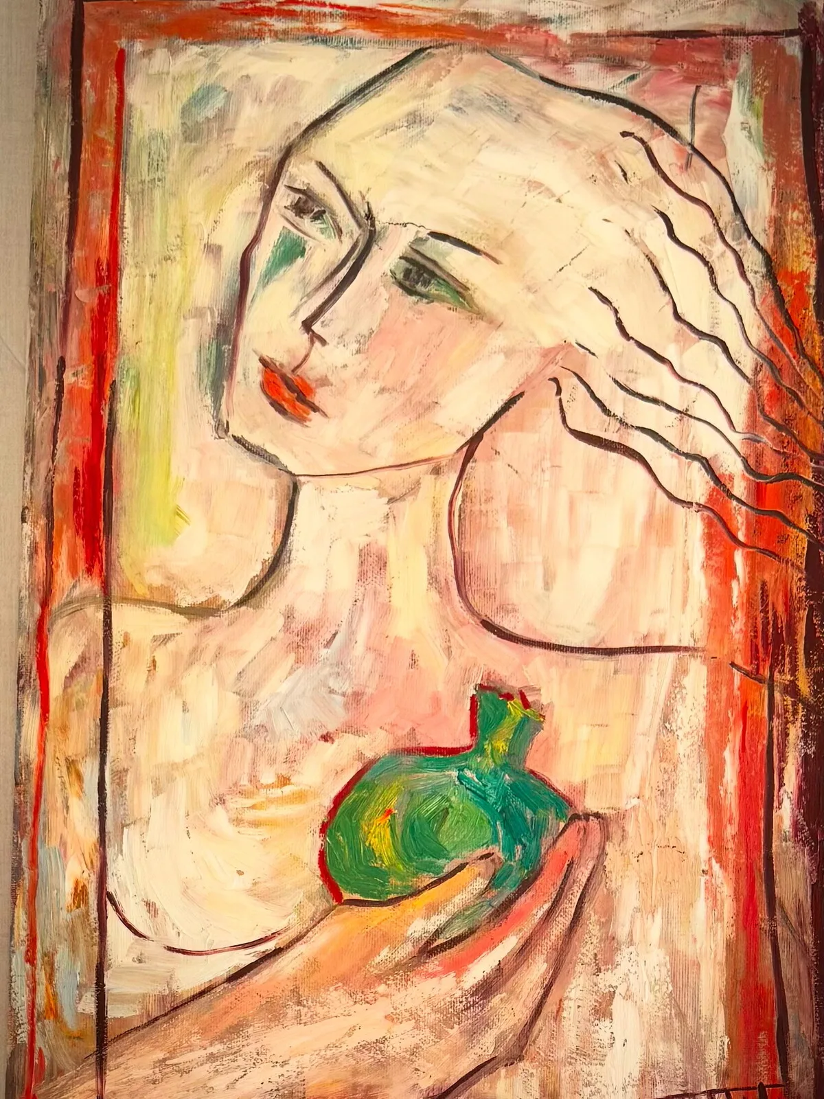 Oljemålning Med fina drömmar av Fataneh Hadi