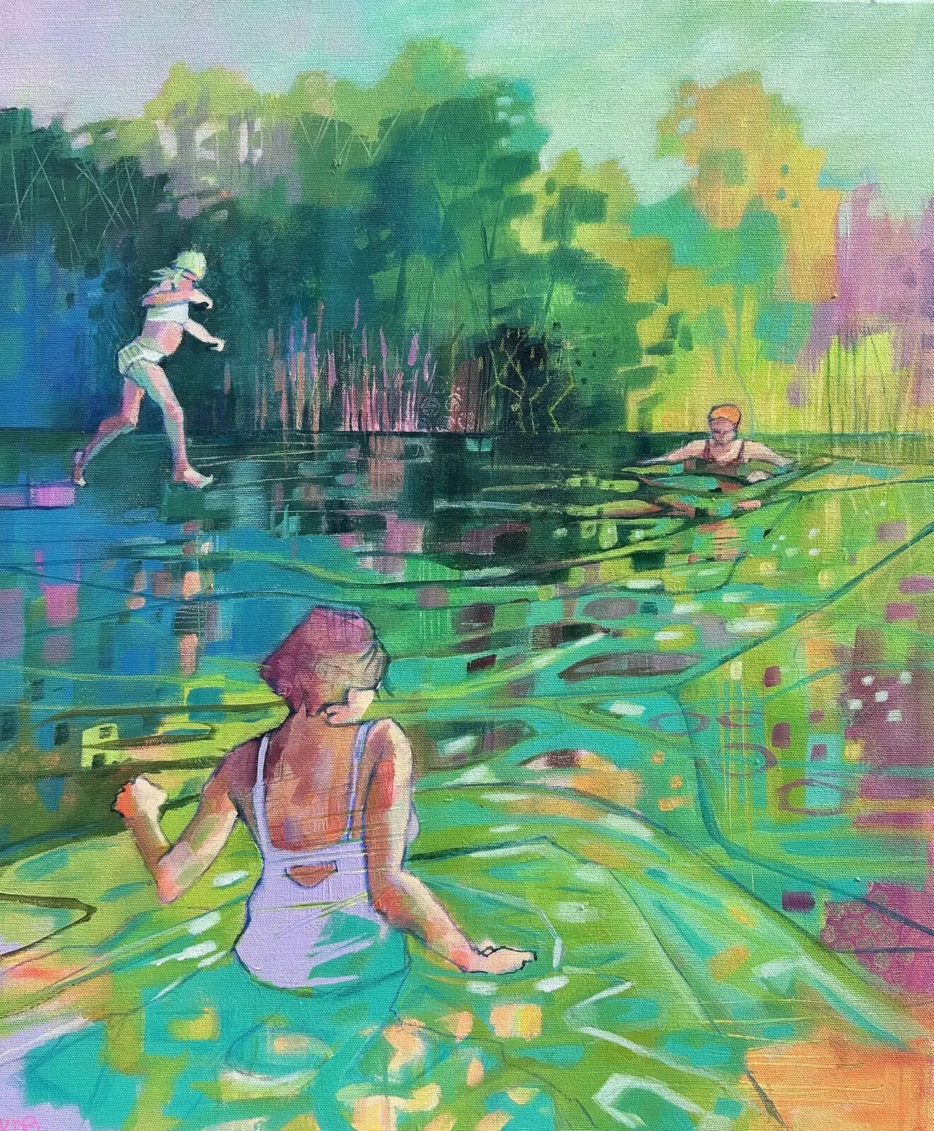 Akrylmålning Come in, the Water’s Lovely av Katie Dalros-Bingham