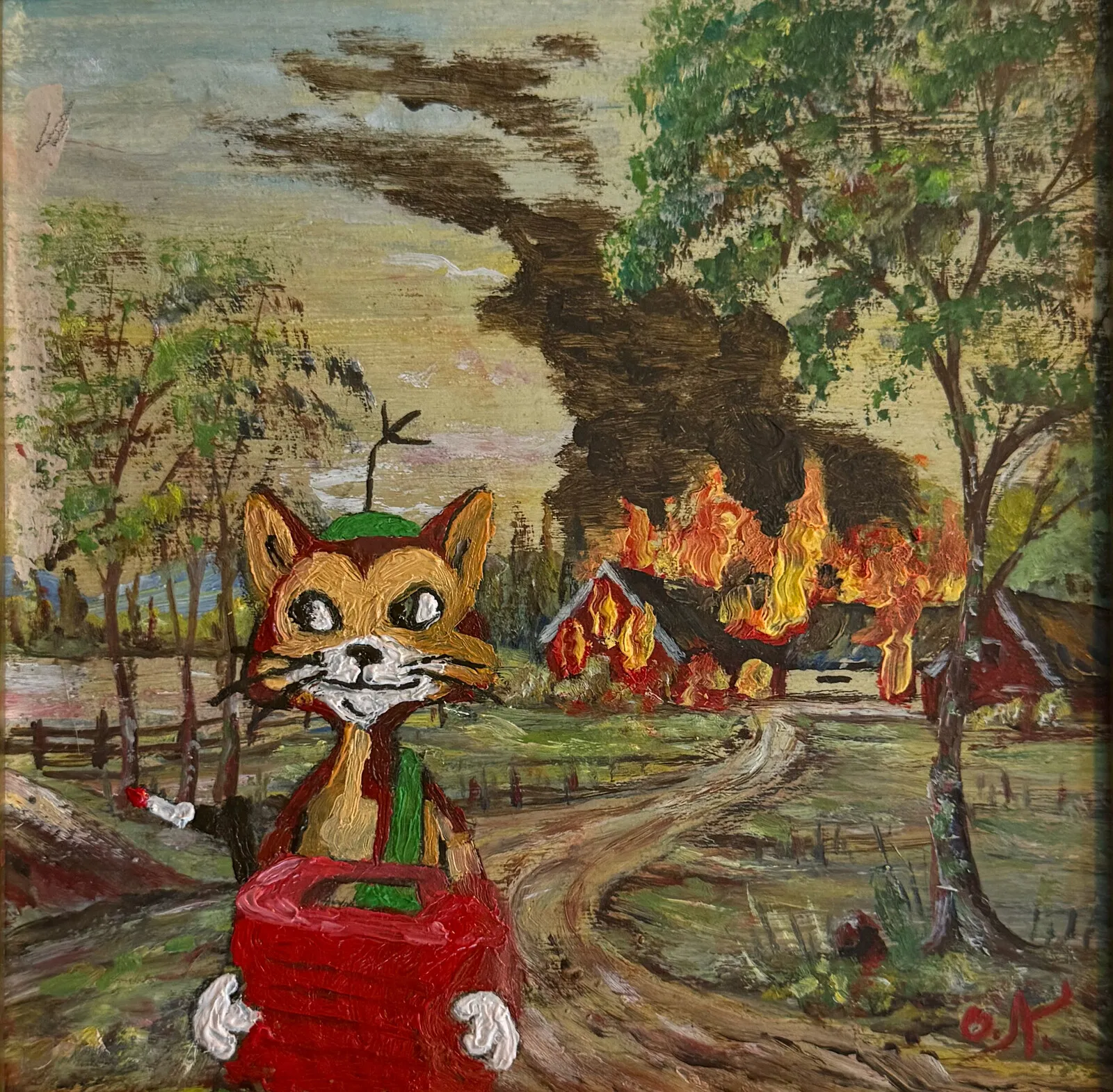 Oljemålning Fy katten av Johan Thörnqvist
