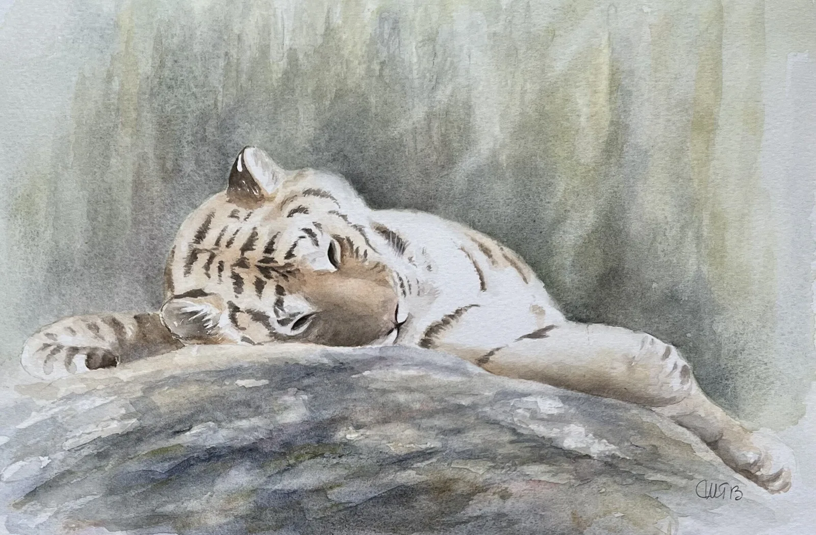 Akvarell Siesta av Maud Thilén Bengtsson