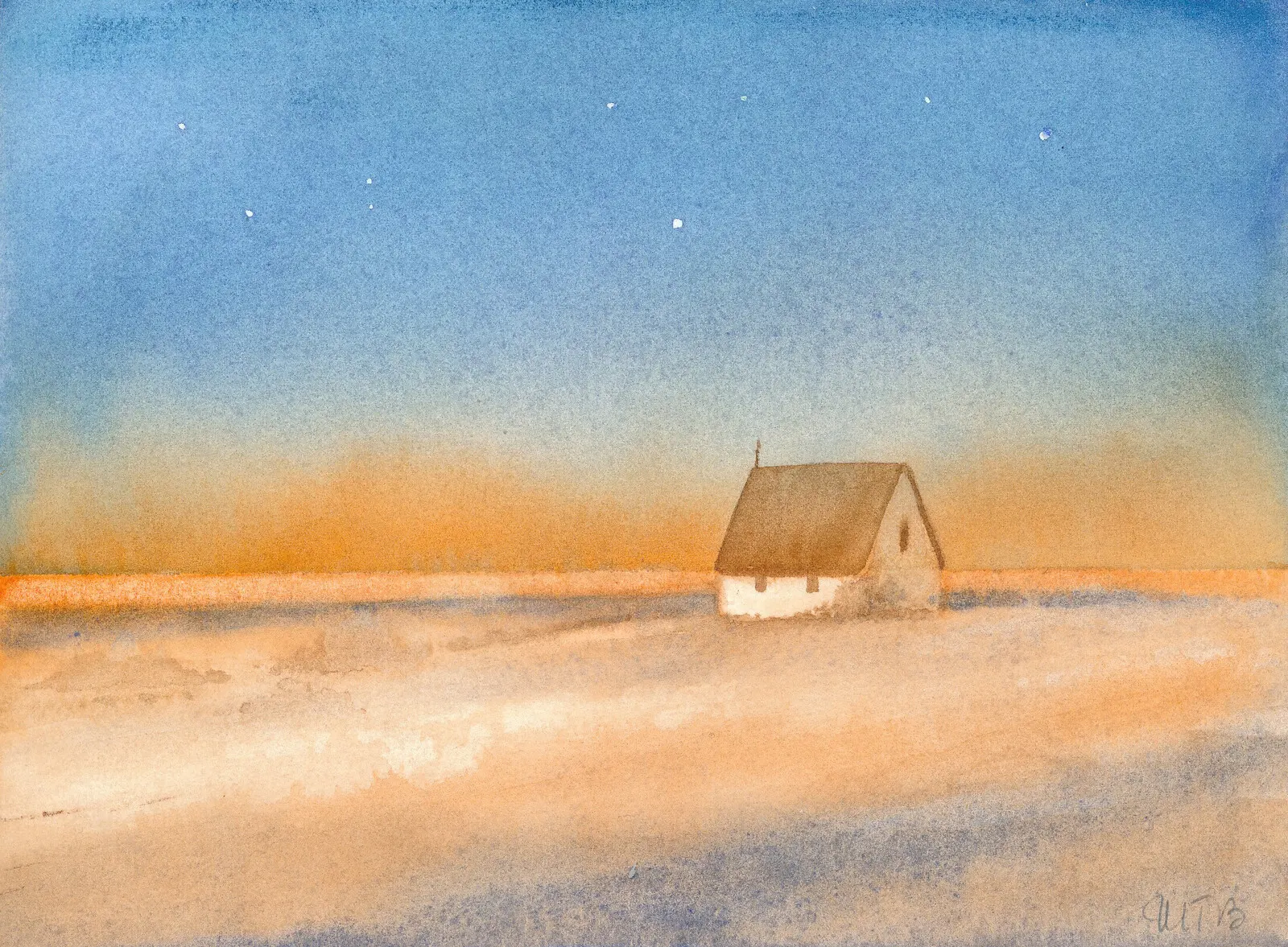 Akvarell Kovik, Gotland av Maud Thilén Bengtsson