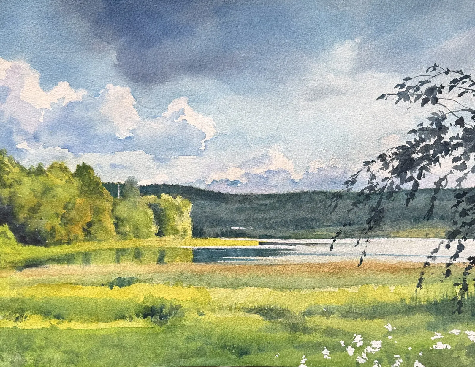 Akvarell Sol efter regn av Kajsa Flinkfeldt