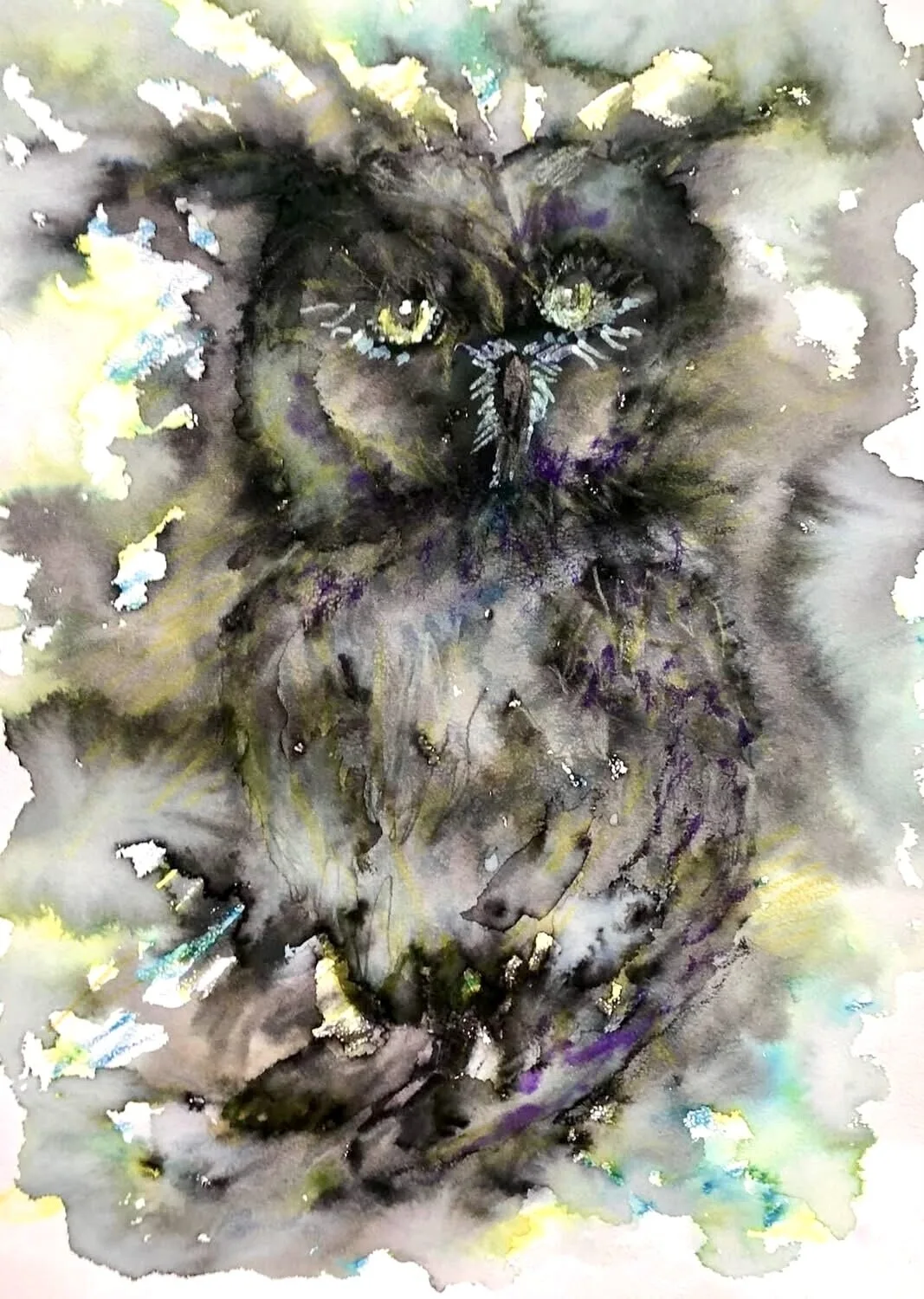 Akvarell Ugglan av Linda Abrahamsson La Arts Sweden