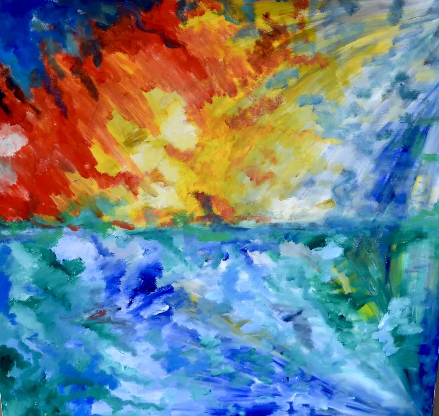 Oljemålning Explosion över Daglösen av Linda Abrahamsson La Arts Sweden