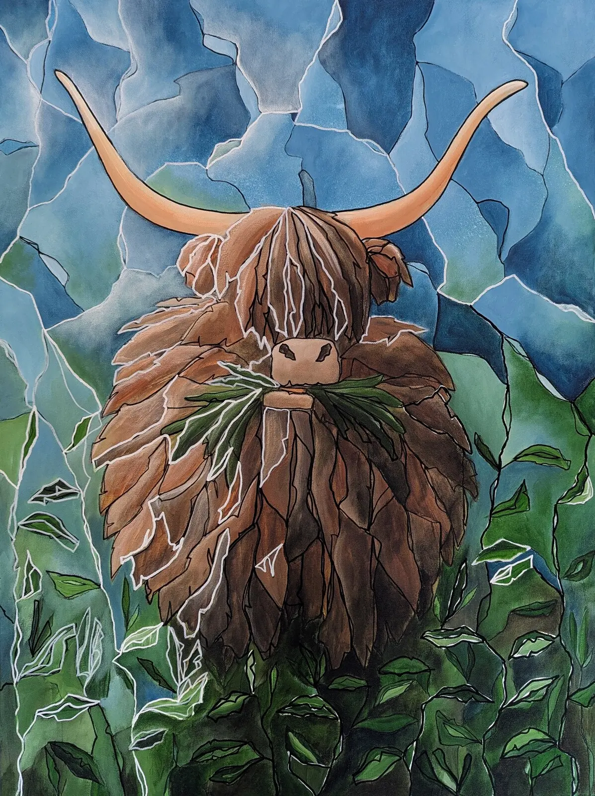 Akrylmålning Highland cattle av Tutta Domenstam