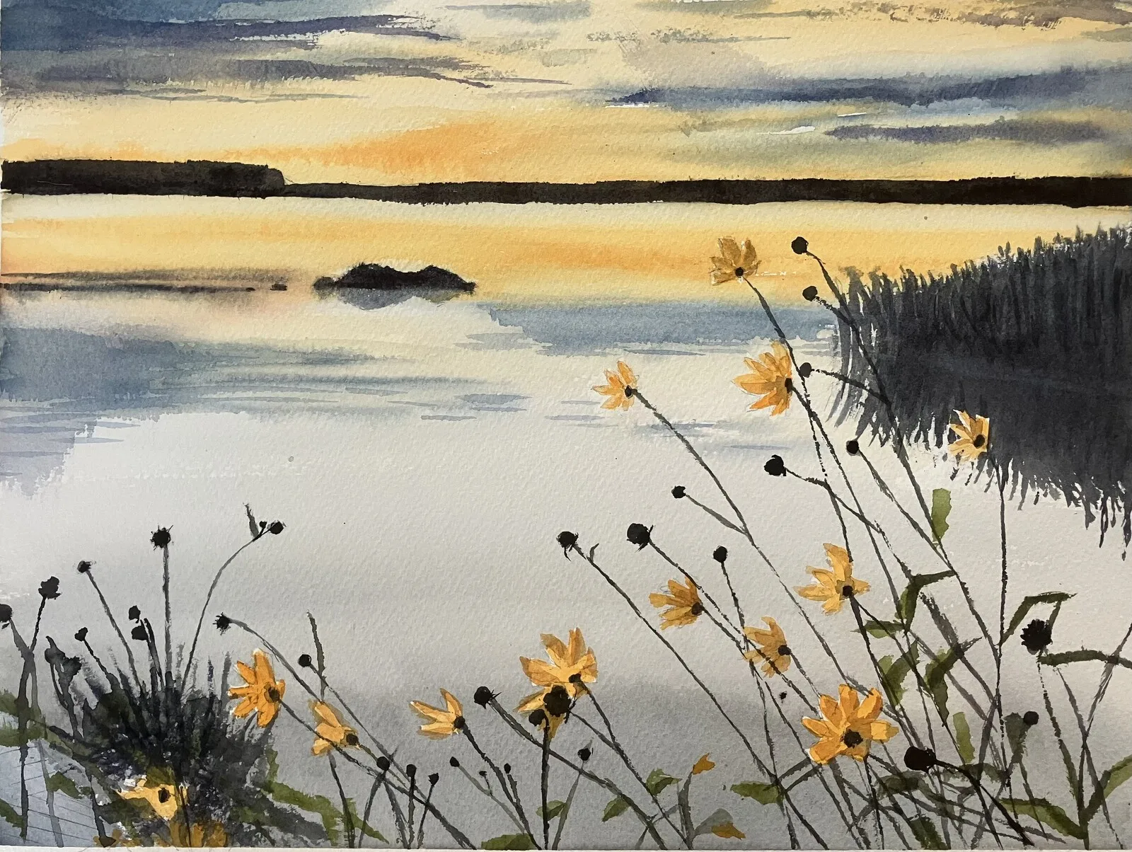 Akvarell Sommarkväll av Tatiana Kjellsson