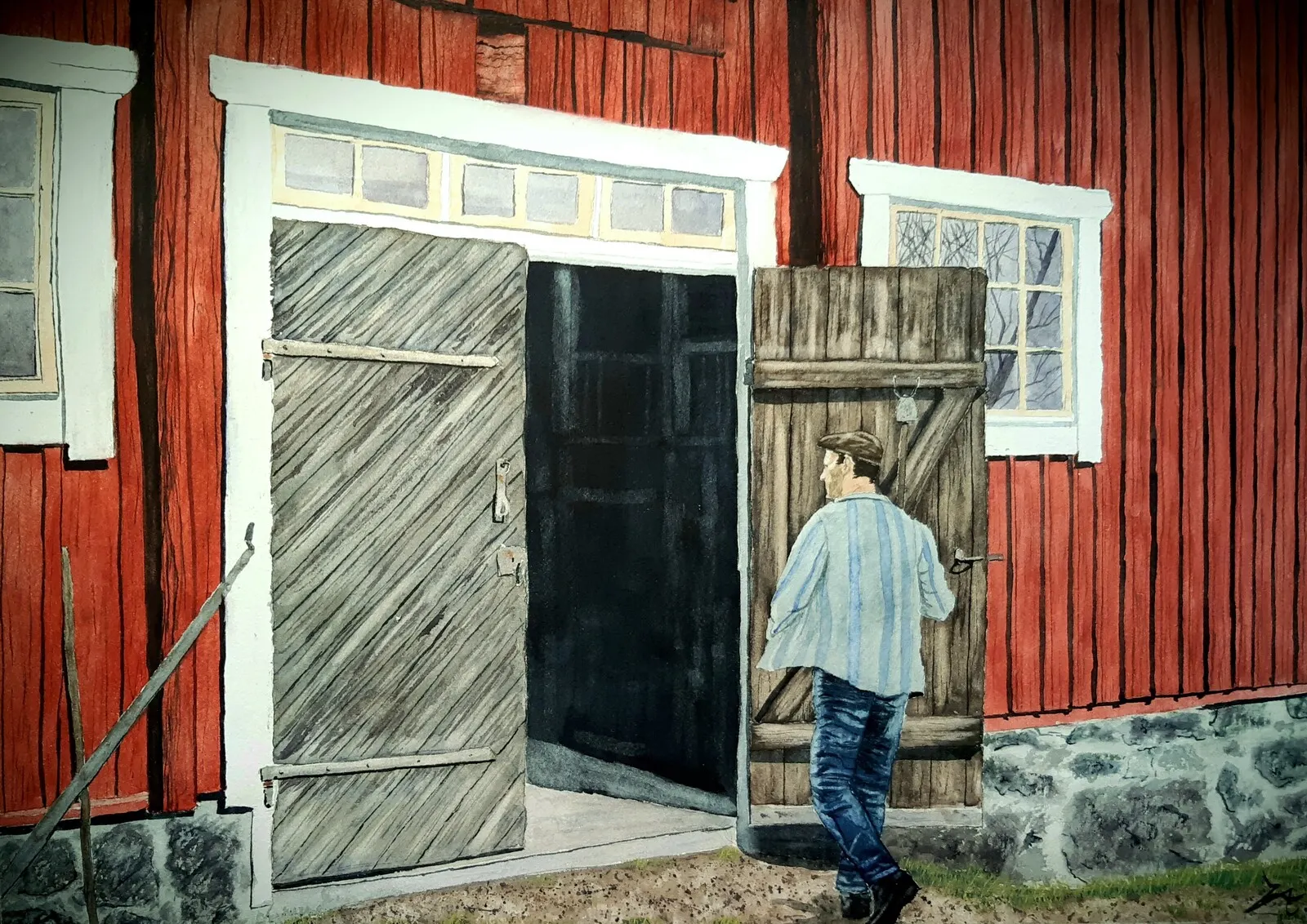 Akvarell Arbetsglädje av Victor Andersson