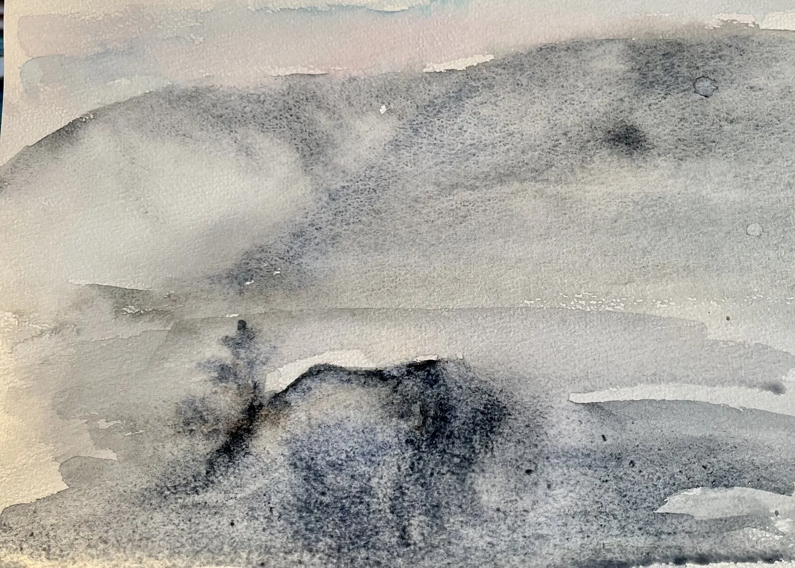 Akvarell Ren i snöstorm av Ann Laurentz