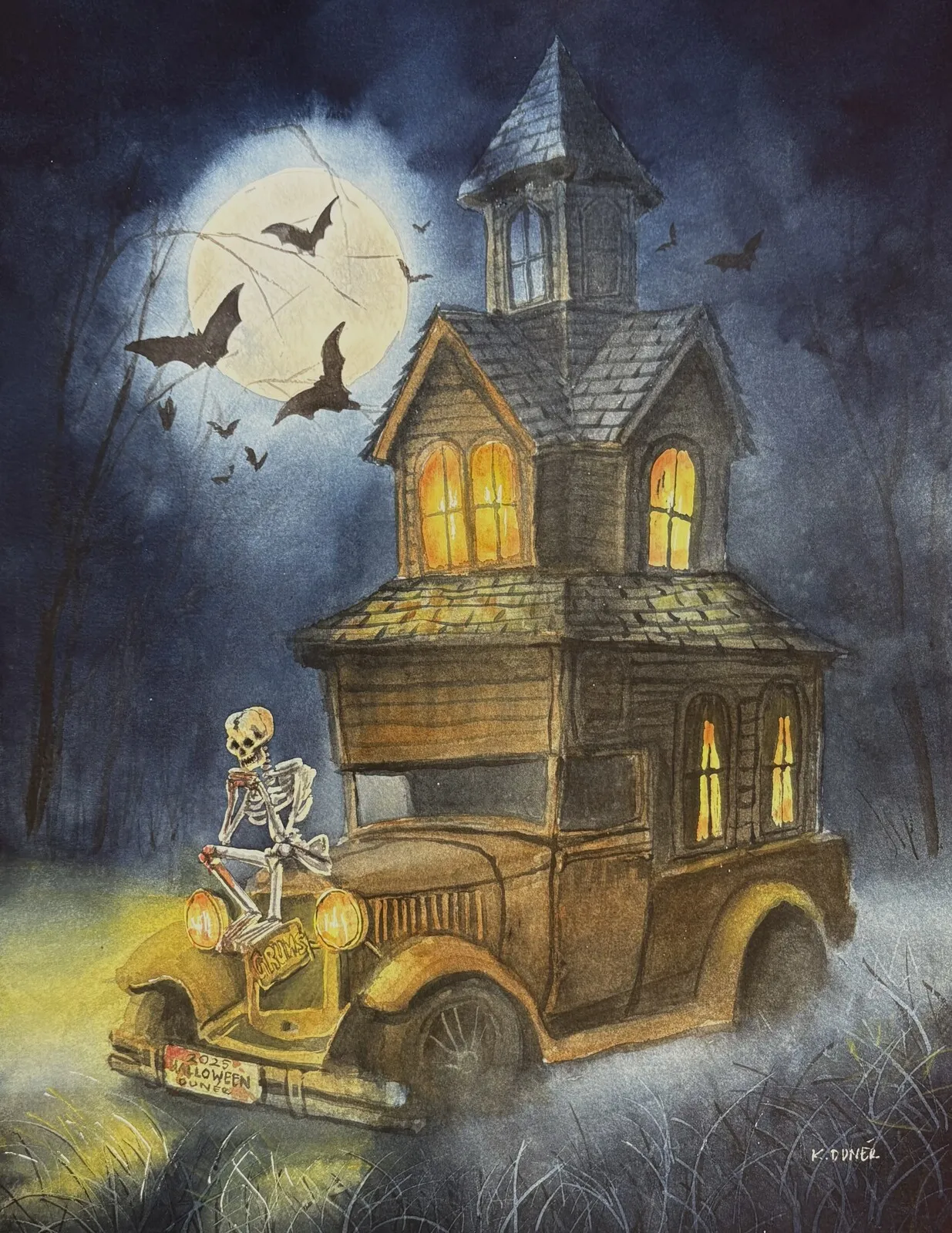 Akvarell Halloween I av Kristina Dunér