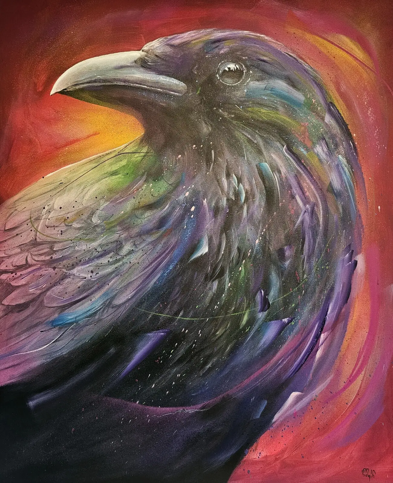 Akrylmålning Raven av Christofer "Sagie" Siwertz-Svedjeby