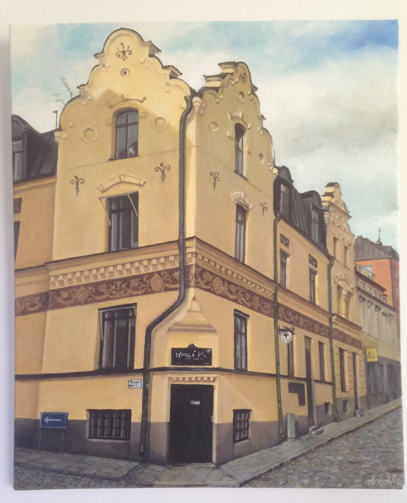 Oljemålning St.Korsgatan av Anna Stråldal