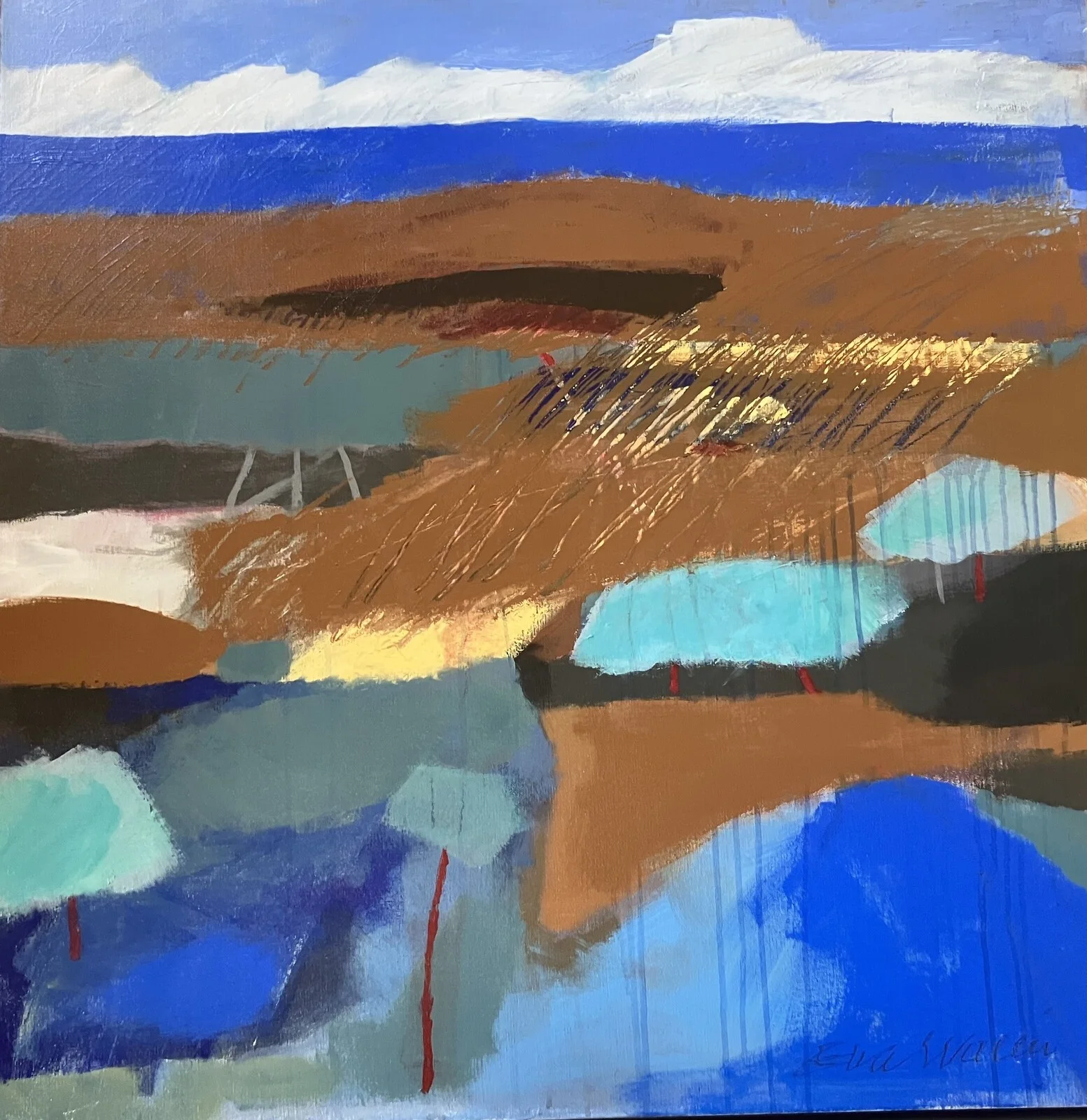 Akrylmålning Landskp av Eva Wallin