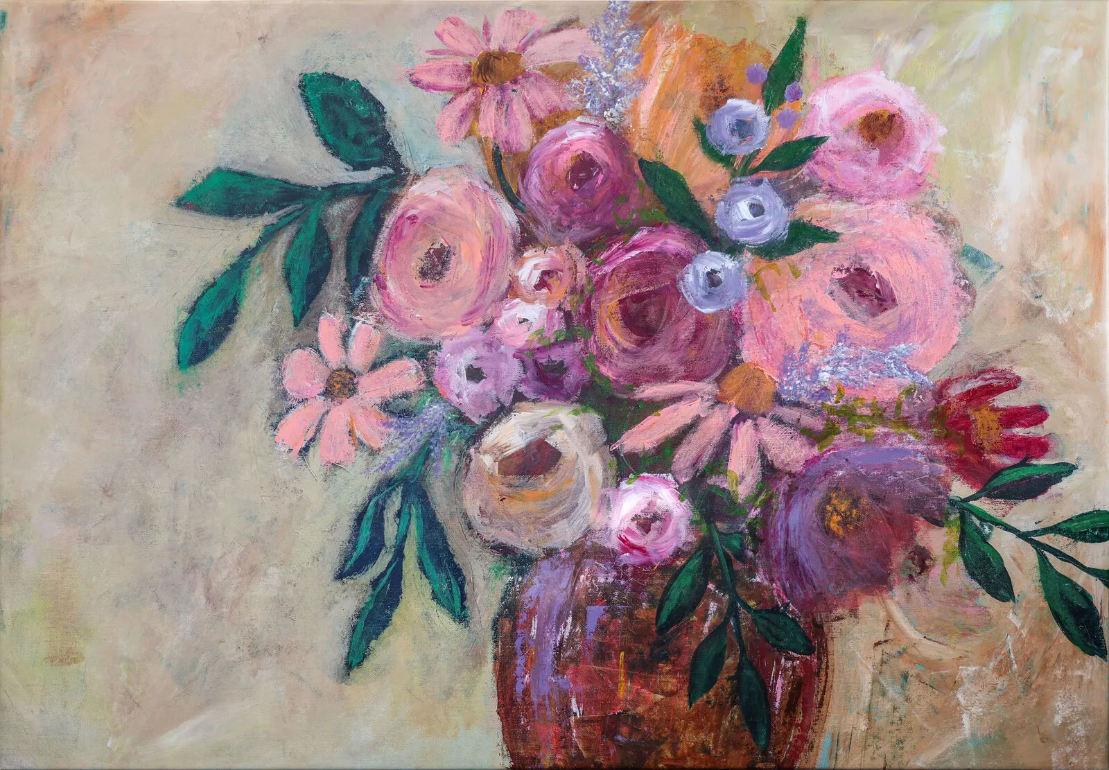 Akrylmålning ABSTRAKT FLORA av Madeleine Skog Larsson