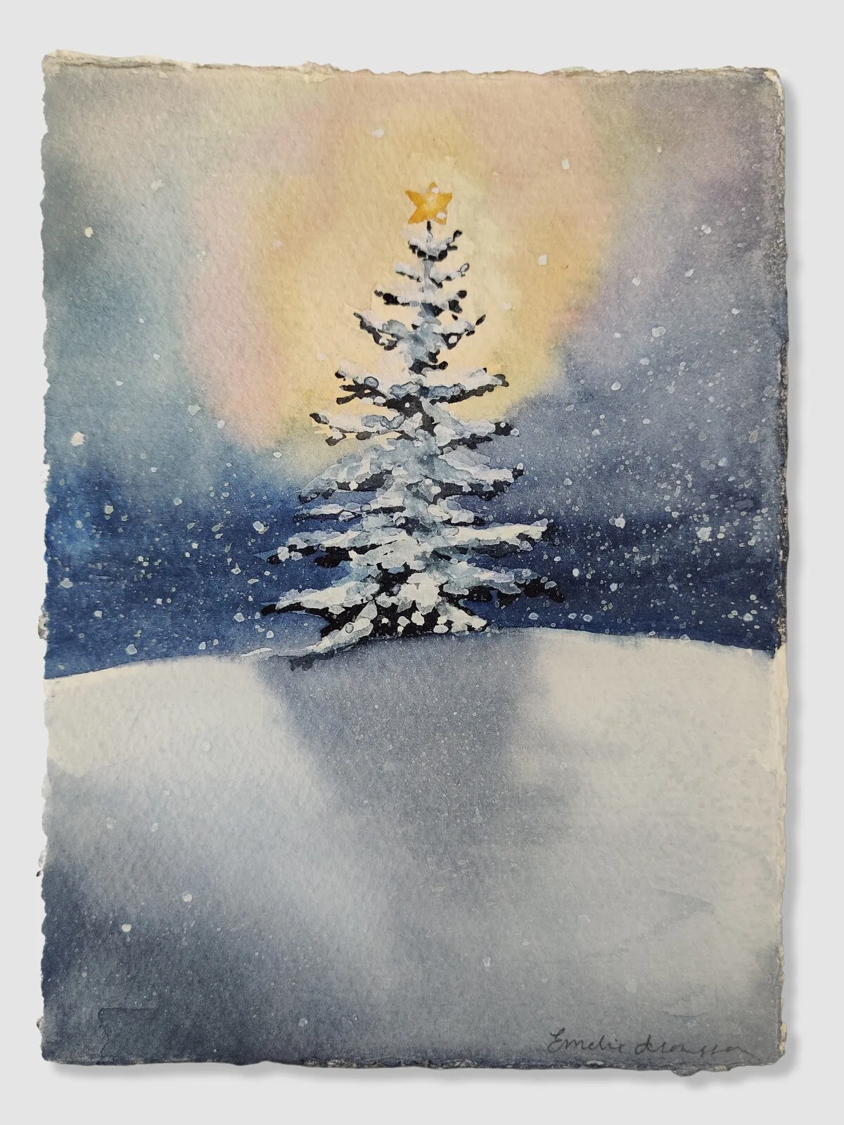 Akvarell JULSTJÄRNAN I av Emelie Aronsson