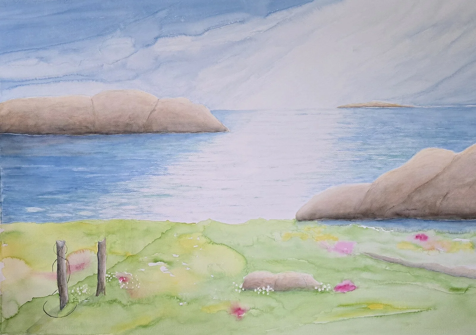 Akvarell Vid havet av Anita Lindgren