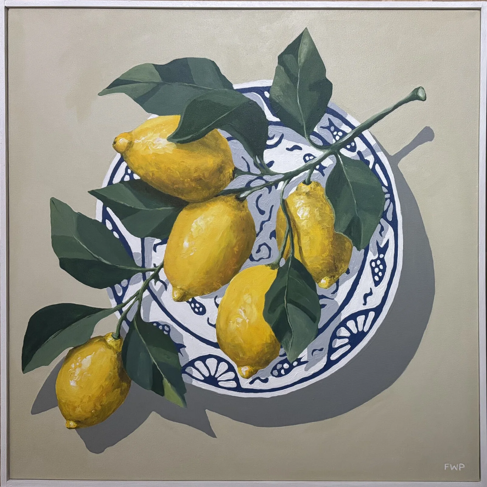 Akrylmålning CITRONER PÅ FAT No.2541 av Frida Westlund Prändel