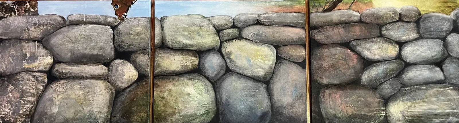 Akrylmålning Lelles mur Fårö av Helena Berggren