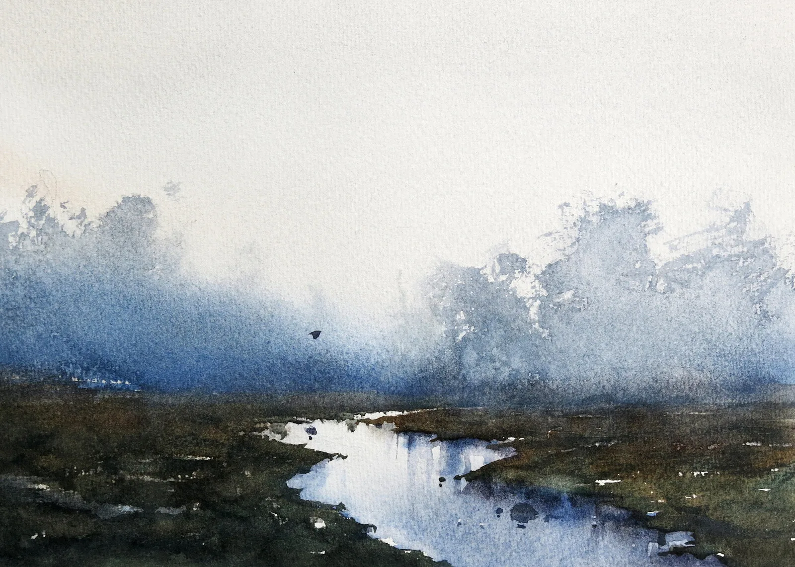 Akvarell Ån i öster av Daniel Luther