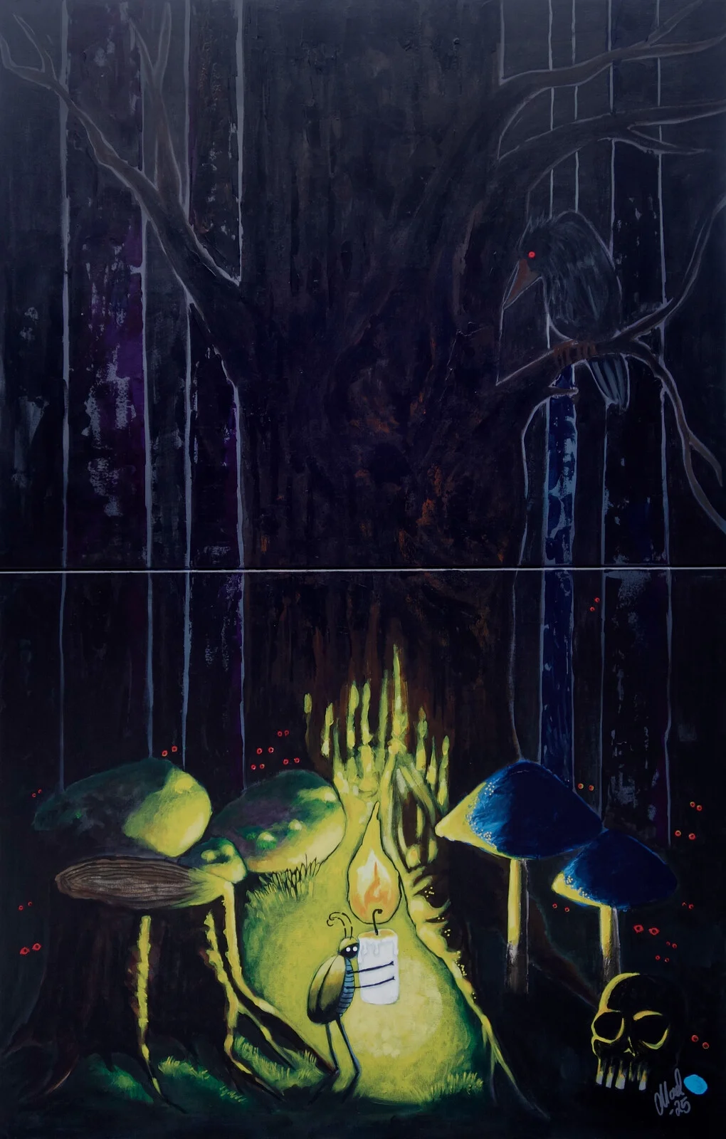 Akrylmålning I nattens mörka famn av Magnus Dacke