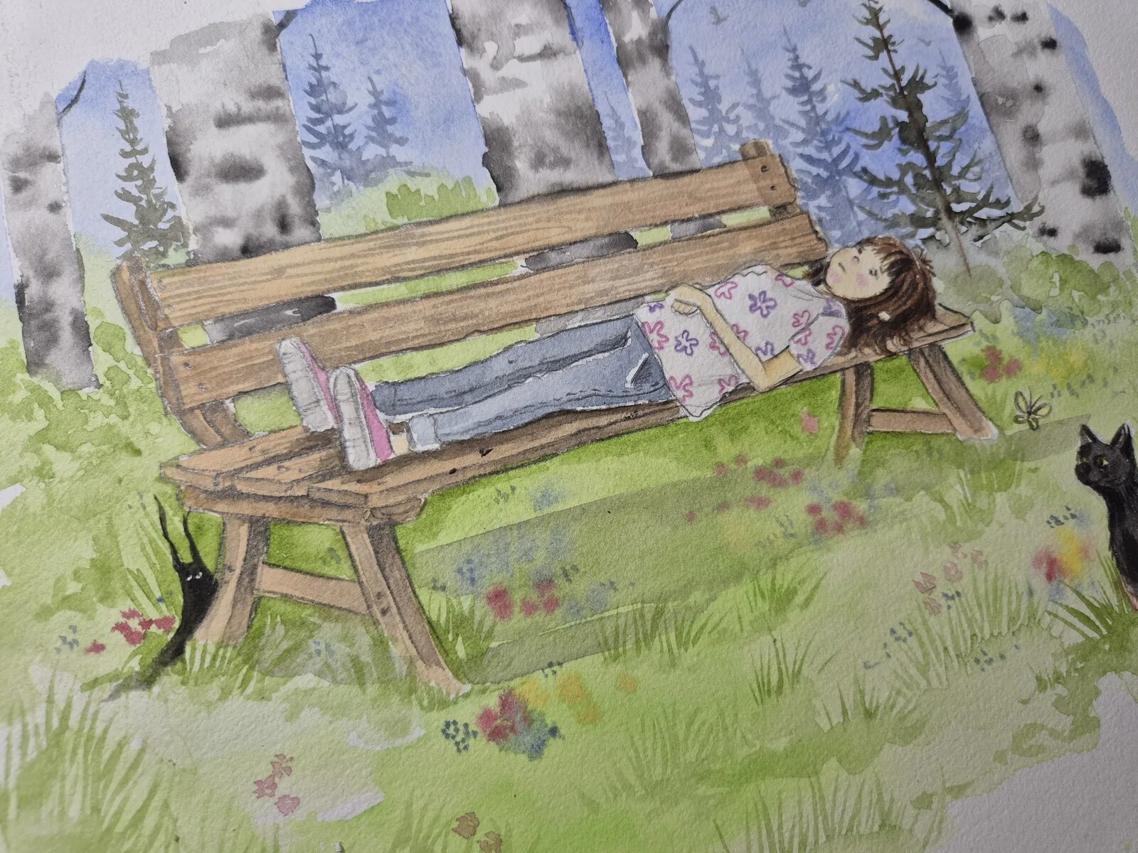 Akvarell Illustration ur "Gruvfruns förbannelse" av Sara Källström (ges ut 2026) av Anna Komstadius