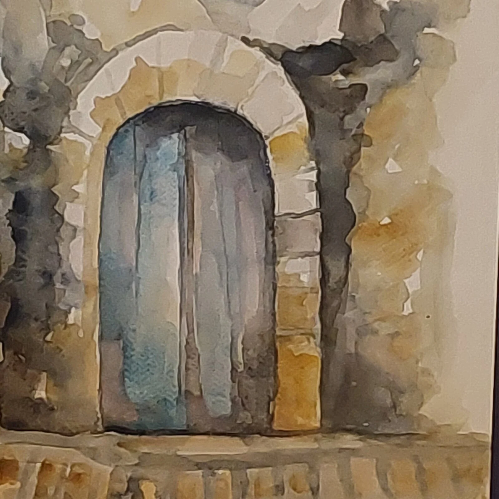 Akvarell Blå porten av Margareta Sköldheden