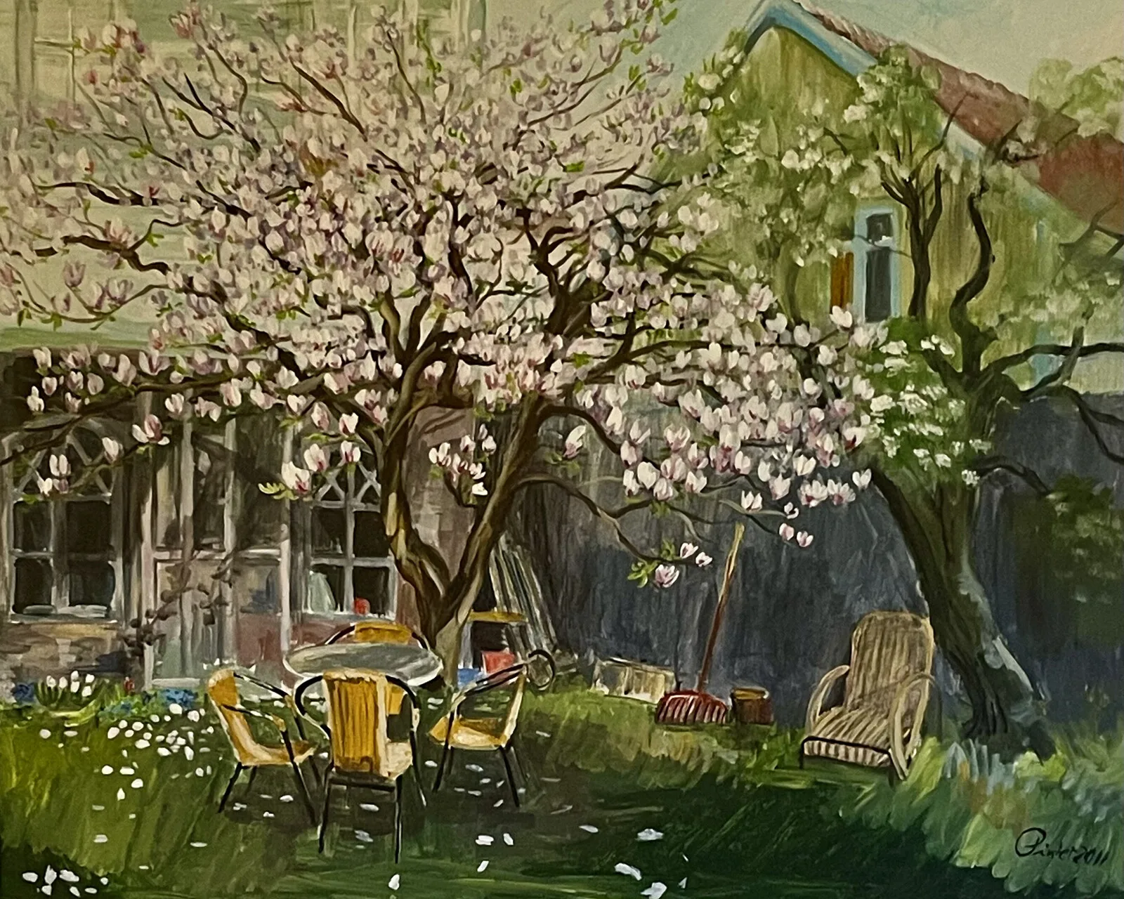 Oljemålning Magnolia av Josef Pinter