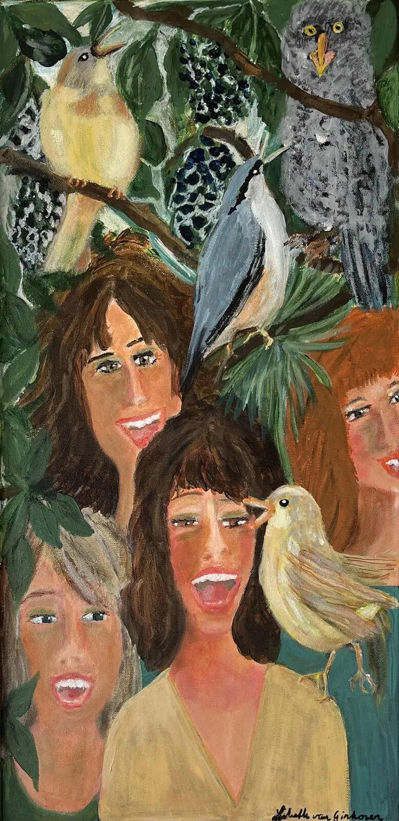 Oljemålning Musik ska byggas utav glädje av Lisbeth van Ginhoven