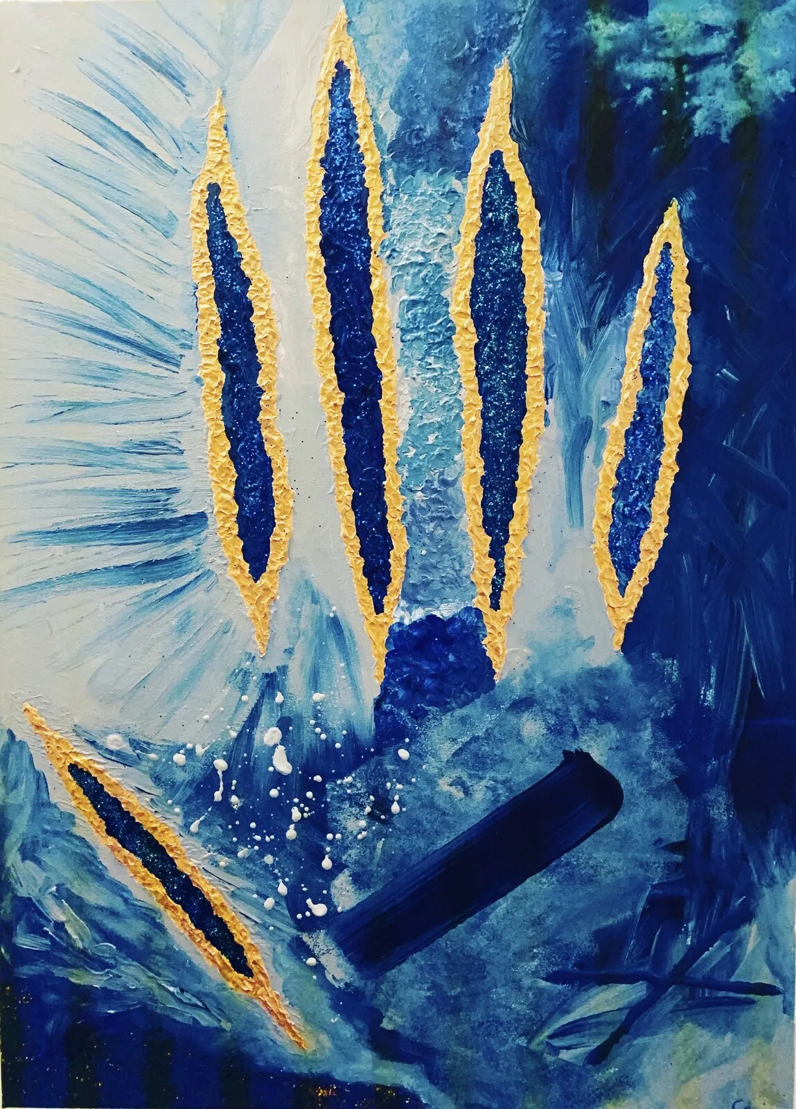 Akrylmålning Blueprint av Caroline Skiöld