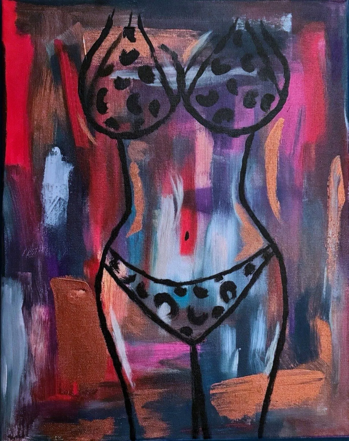 Akrylmålning Female print av Caroline Skiöld