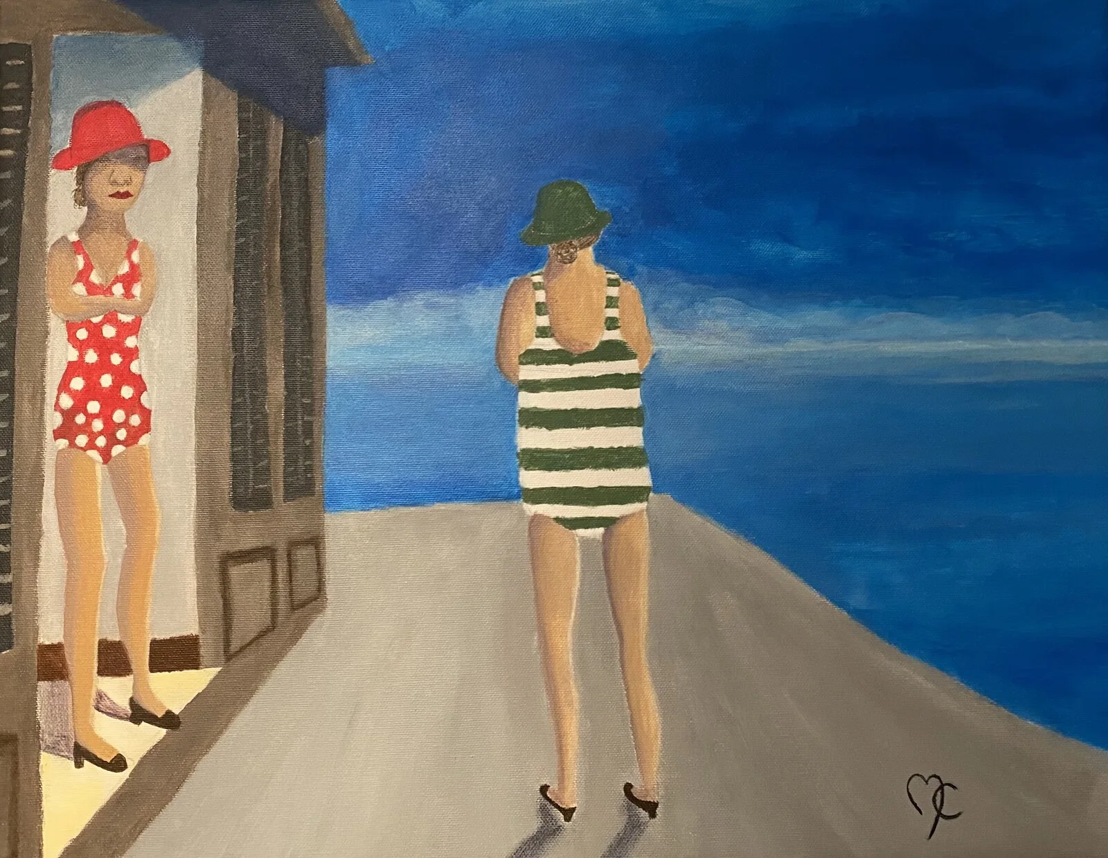 Akrylmålning Parafras av Edward Hopper ”South Carolina morning” av Matilda Carlström