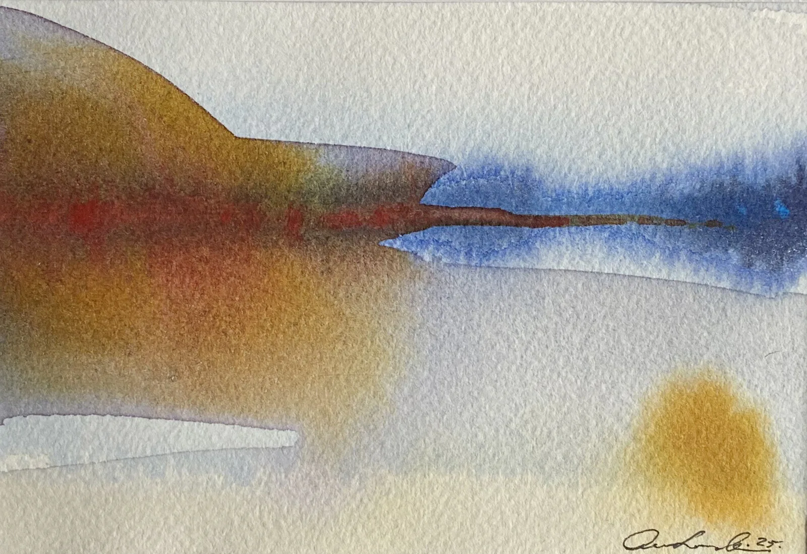 Akvarell Blue Sea - Red light No. 2 av Anna Lundin