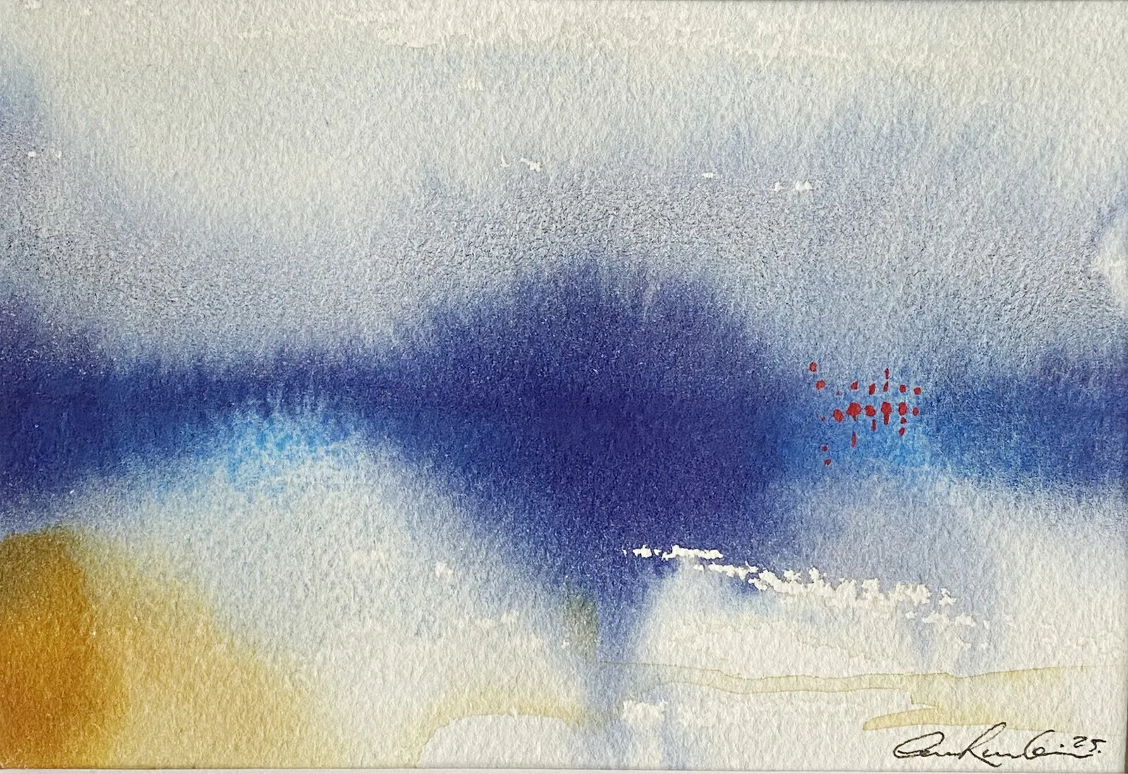 Akvarell Blue Sea - Red light No. 4 av Anna Lundin