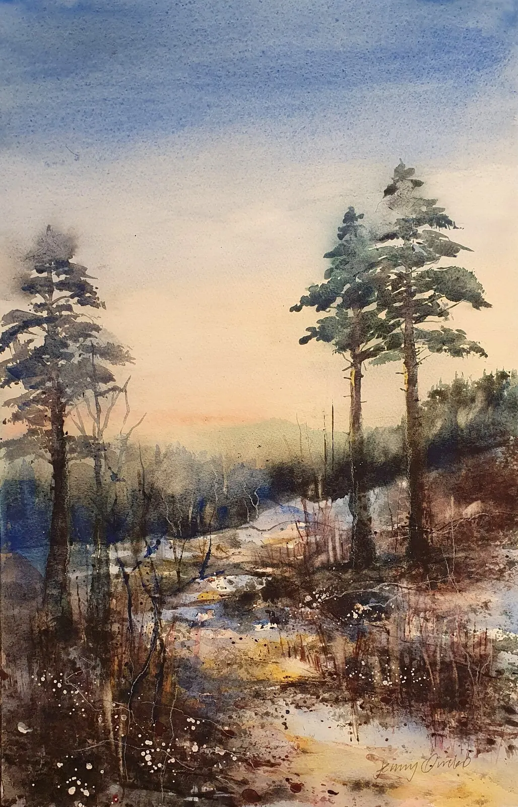 Akvarell November hygge av Jenny Övrebö