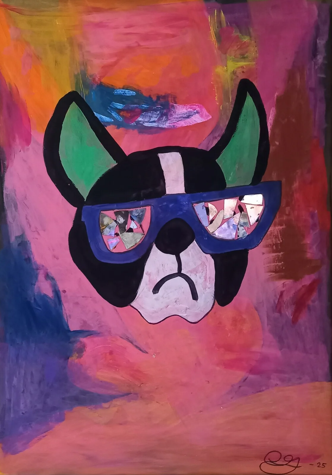 Akrylmålning Bulldog av Celine Nordström