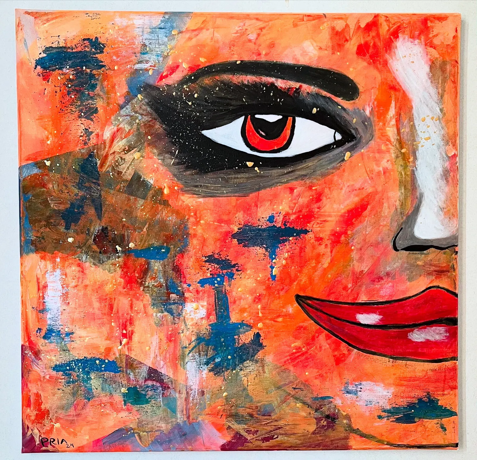 Akrylmålning Hi! av Pria Blomberg