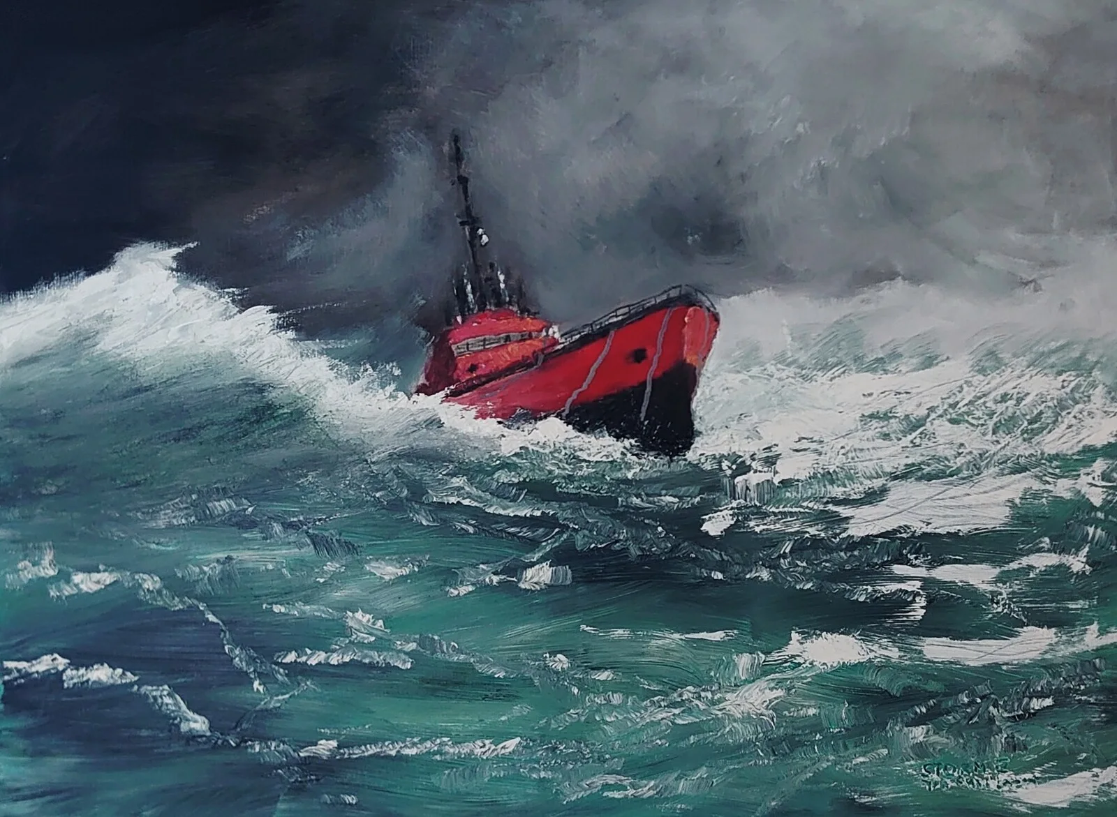 Oljemålning Storm III av Jan Sunden