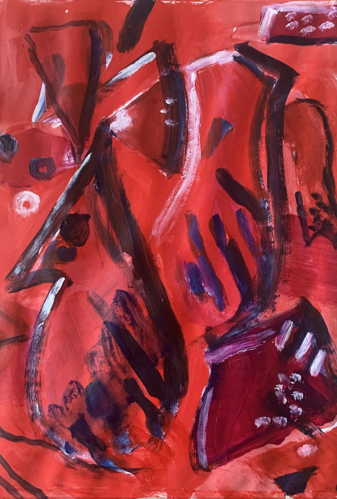 Akrylmålning Den röda vattenpölen av Ingrid Stenbeck